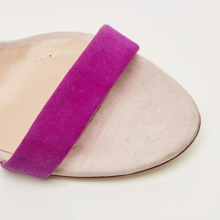 Pre Owned Giuseppe Zanotti Intrigo 90 Size 40 Tricolor Suede Ankle Strap Sandals