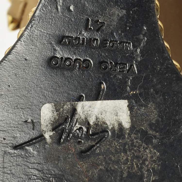 Pre Owned Giuseppe Zanotti Size 41 Brown Leather Chain Detail Wedge Sandals