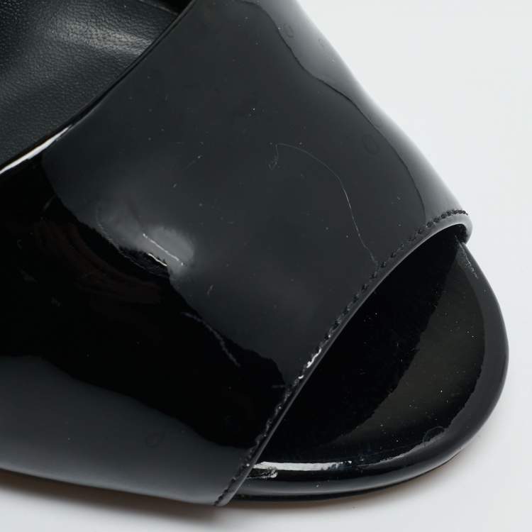 Pre Owned Giuseppe Zanotti Size 38 Black Patent Leather Ankle Strap Pumps