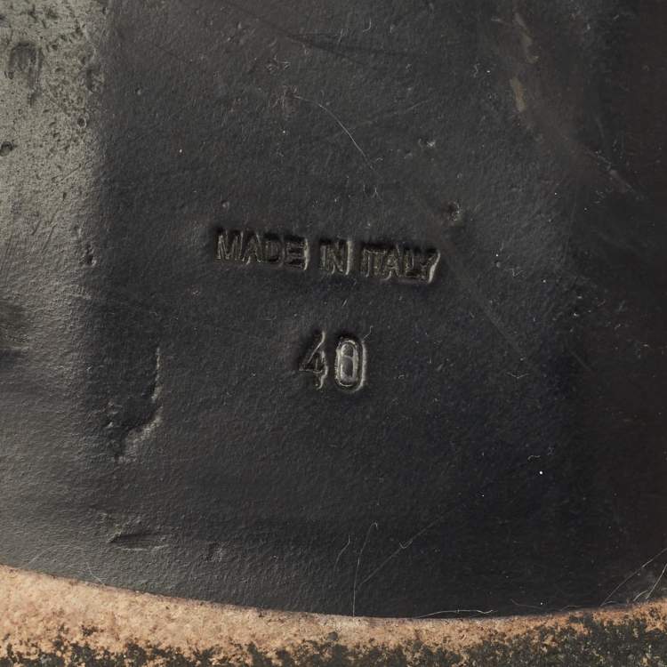 Pre Owned Giuseppe Zanotti Size 40 Black Leather Slingback Flat Sandals