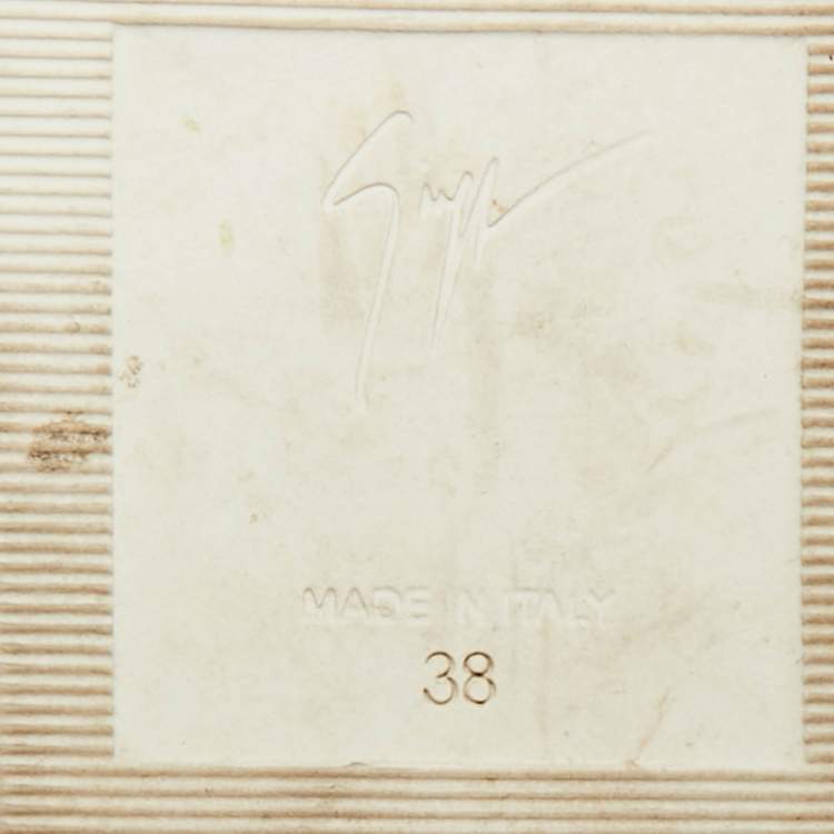 Pre Owned Giuseppe Zanotti Frankie Size 38 Tricolor Leather and Python Embossed High Top Sneakers