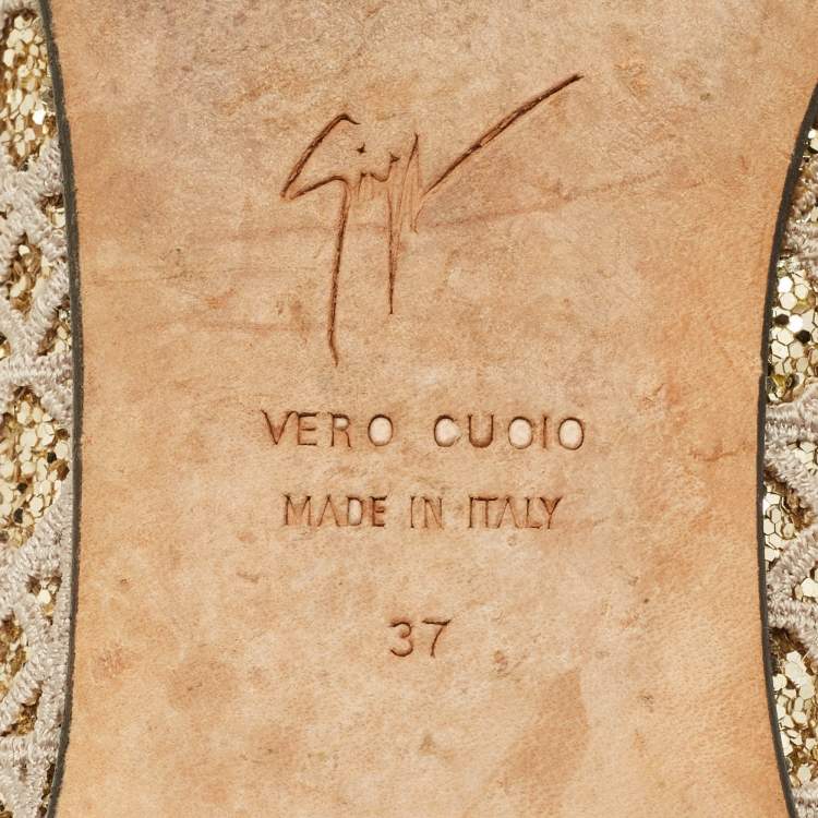 مملوكة مسبقًا Giuseppe Zanotti Size 37 Metallic Coarse Glitter and Leather Smoking Slippers