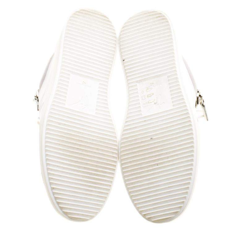 Pre Owned Giuseppe Zanotti Monochrome Leather and Mesh Megatron Lace Up Sneakers Size 40