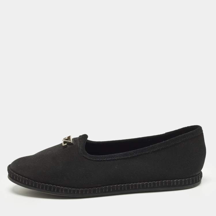 Pre Owned Giuseppe Zanotti GZ Size 37 Black Suede Slip On Loafers