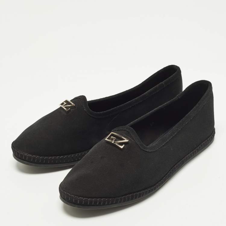 Pre Owned Giuseppe Zanotti GZ Size 37 Black Suede Slip On Loafers