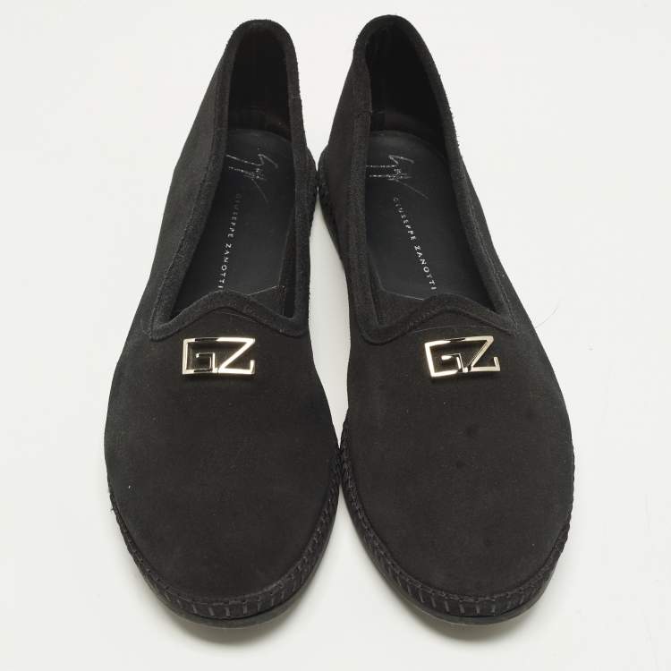 Pre Owned Giuseppe Zanotti GZ Size 37 Black Suede Slip On Loafers