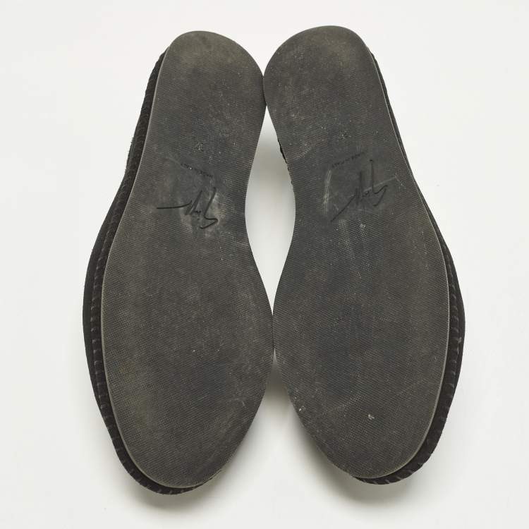 Pre Owned Giuseppe Zanotti GZ Size 37 Black Suede Slip On Loafers