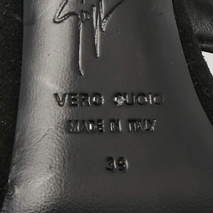 Pre Owned Giuseppe Zanotti Size 39 Gold/Black Glitter and Suede Ankle Strap Sandals