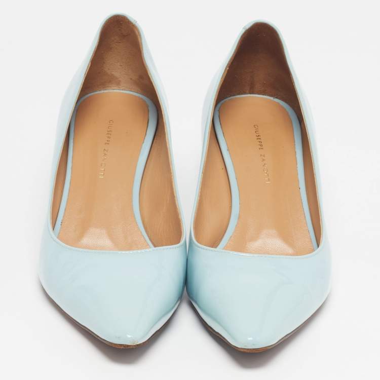 Pre Owned Giuseppe Zanotti Size 39 Blue Patent Leather Pointed Toe Pumps