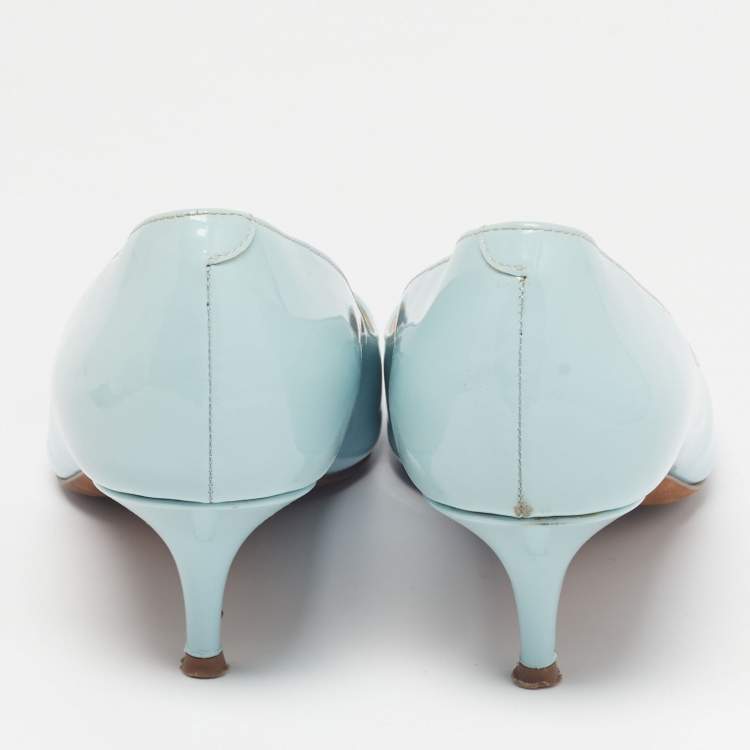 Pre Owned Giuseppe Zanotti Size 39 Blue Patent Leather Pointed Toe Pumps