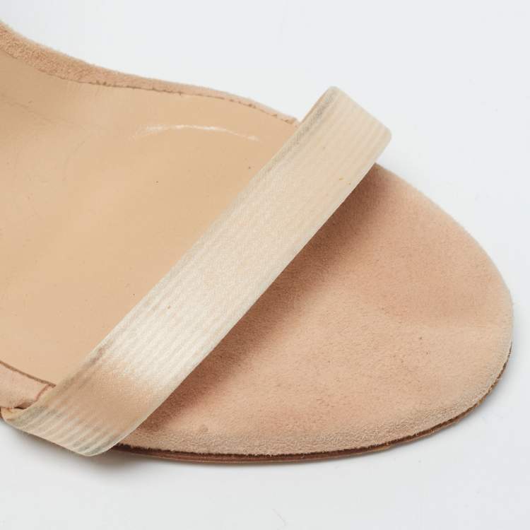 Pre Owned Giuseppe Zanotti X Jennifer Lopez Size 39 Beige Satin Ankle Strap Sandals