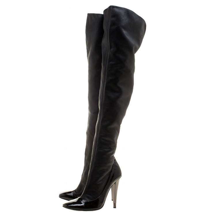 مملوكة مسبقًا Giuseppe Zanotti Black Leather Knee High Boots Size 38
