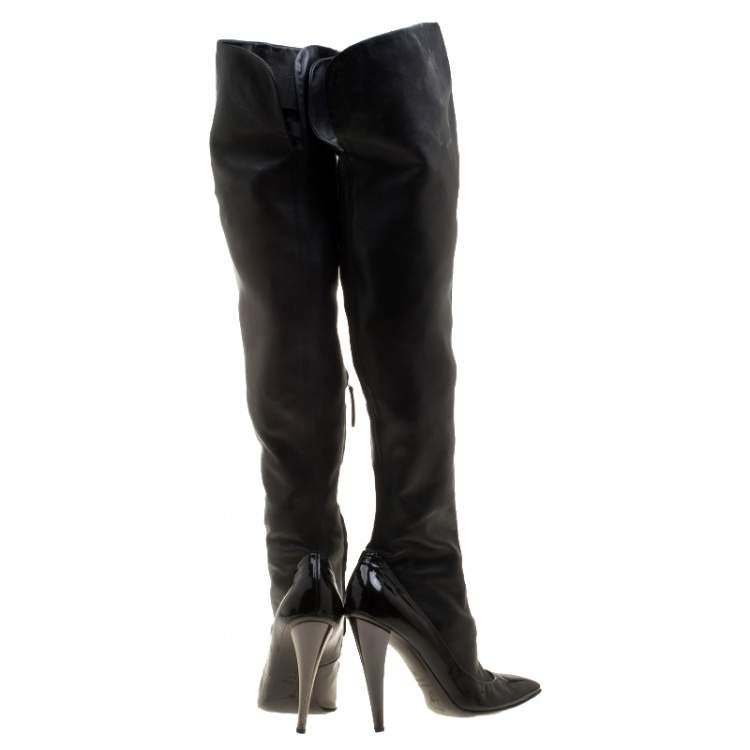 مملوكة مسبقًا Giuseppe Zanotti Black Leather Knee High Boots Size 38