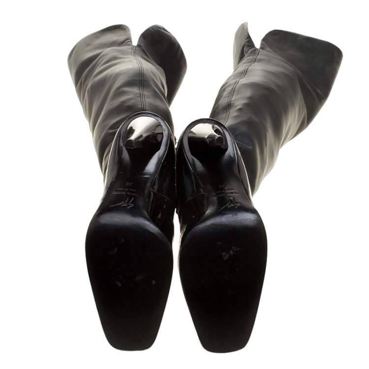 مملوكة مسبقًا Giuseppe Zanotti Black Leather Knee High Boots Size 38