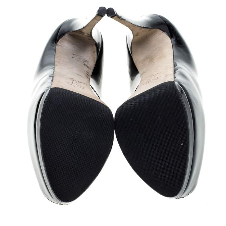 Pre Owned Giuseppe Zanotti Black Patent Leather Peep Toe Platform Pumps Size 40