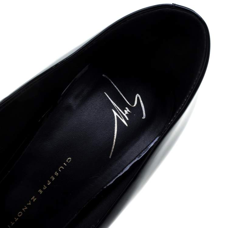 Pre Owned Giuseppe Zanotti Black Patent Leather Peep Toe Platform Pumps Size 40