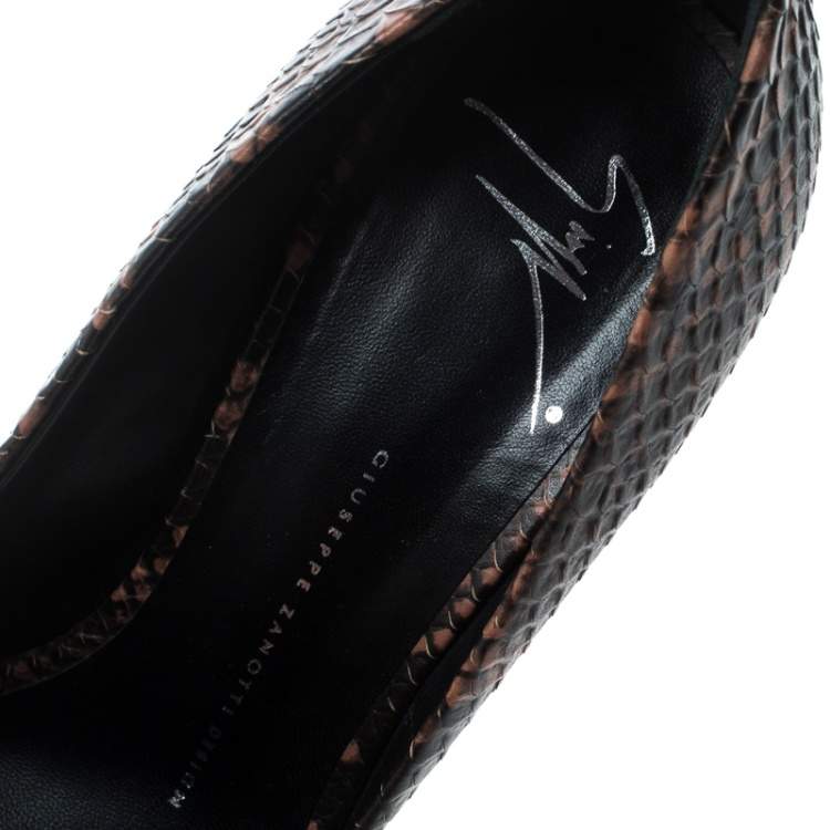 Pre Owned Giuseppe Zanotti Brown Python Leather Pumps Size 38