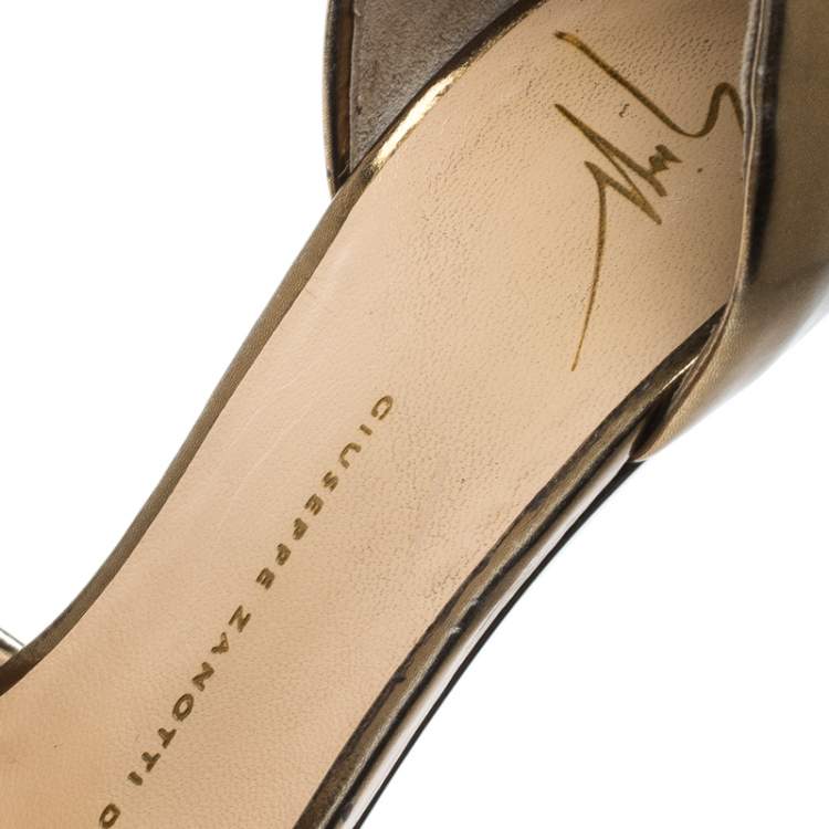Pre Owned Giuseppe Zanotti Two Tone Leather Heelless Peep Toe Platform Pumps Size 38.5