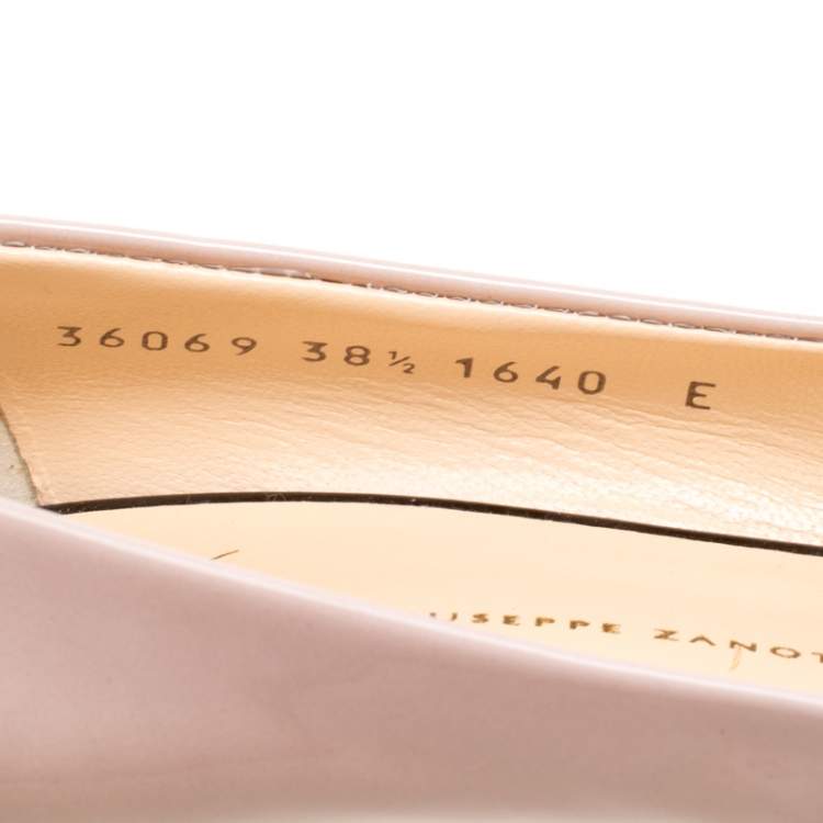 Pre Owned Giuseppe Zanotti Beige Patent Leather Wedge Heel Peep Toe Pumps Size 38