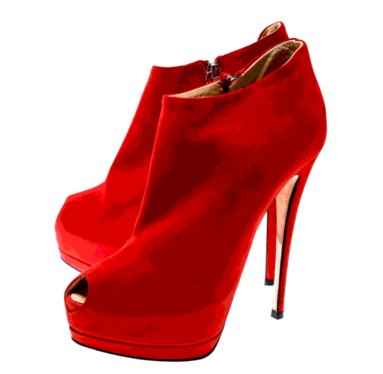 Pre Owned Giuseppe Zanotti Red Suede Ankle Length Peep Toe Platform Booties Size 38.5 