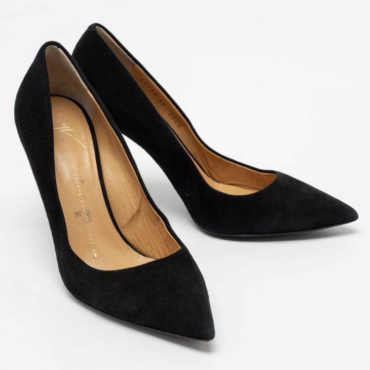 مملوكة مسبقًا Giuseppe Zanotti Black Suede Pointed Toe Pumps Size 38