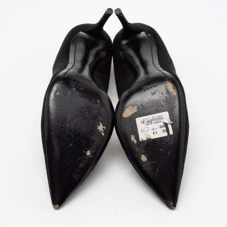 مملوكة مسبقًا Giuseppe Zanotti Black Suede Pointed Toe Pumps Size 38