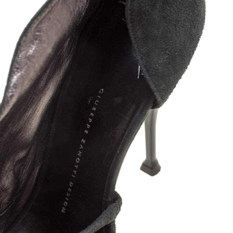 Pre Owned Giuseppe Zanotti Grey Suede Embellished Sandals Size 39