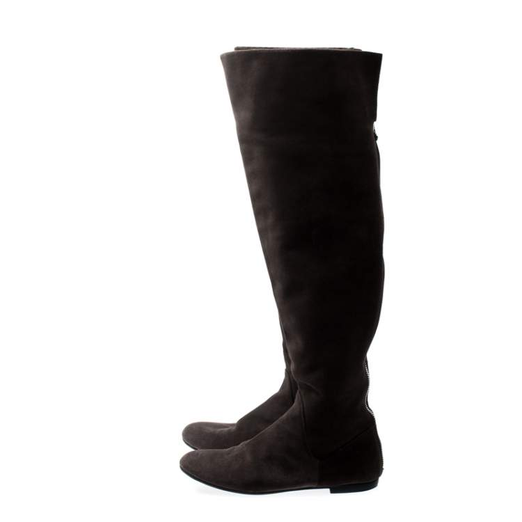 مملوكة مسبقًا Giuseppe Zanotti Grey Suede Knee Length Boots Size 38