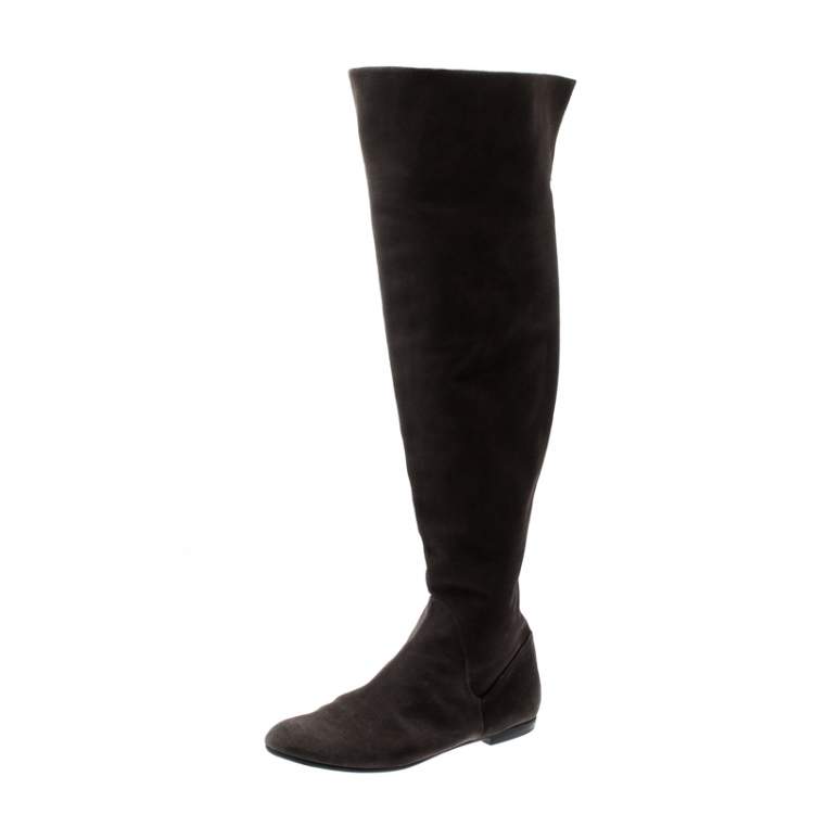 مملوكة مسبقًا Giuseppe Zanotti Grey Suede Knee Length Boots Size 38