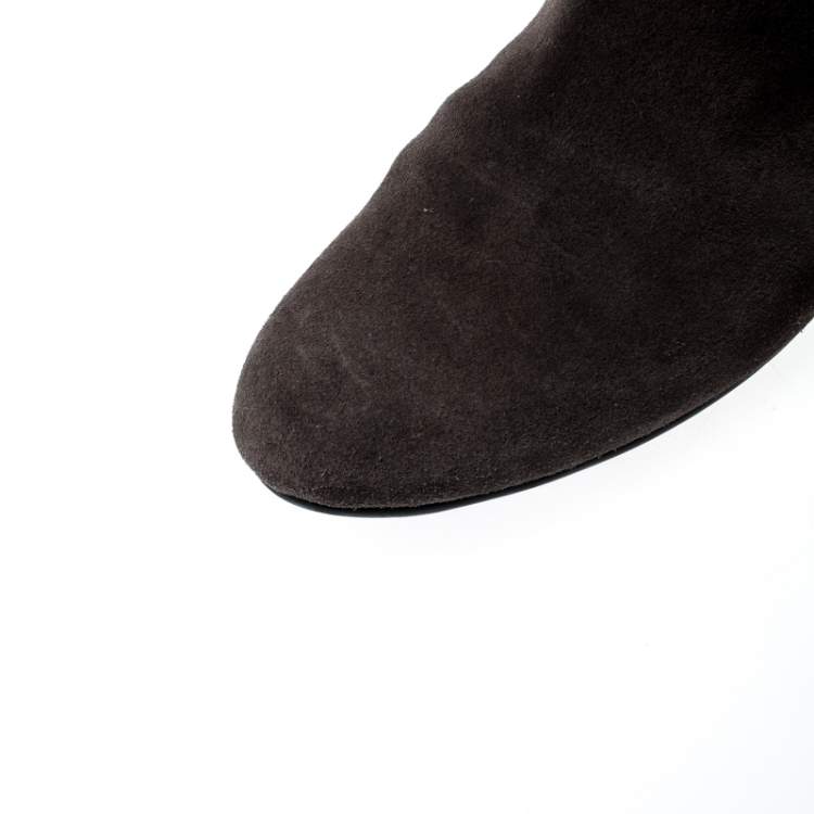 مملوكة مسبقًا Giuseppe Zanotti Grey Suede Knee Length Boots Size 38
