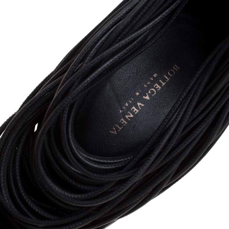 Pre Owned Bottega Veneta Black Leather Strappy Sandals Size 40