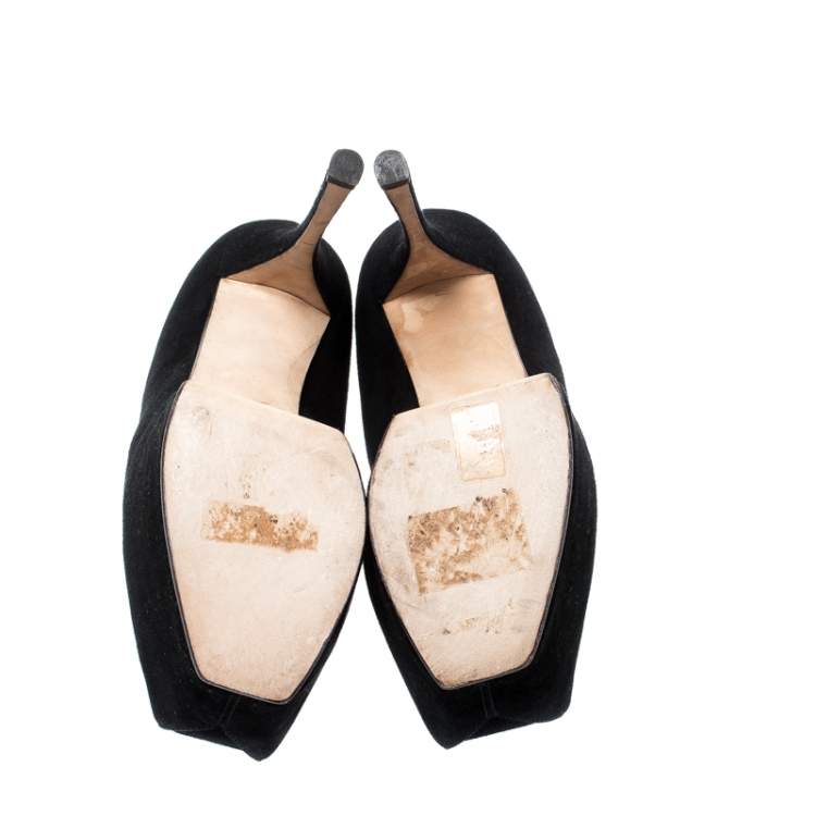 Pre Owned Giuseppe Zanotti Black Suede Peep Toe Platform Pumps Size 40