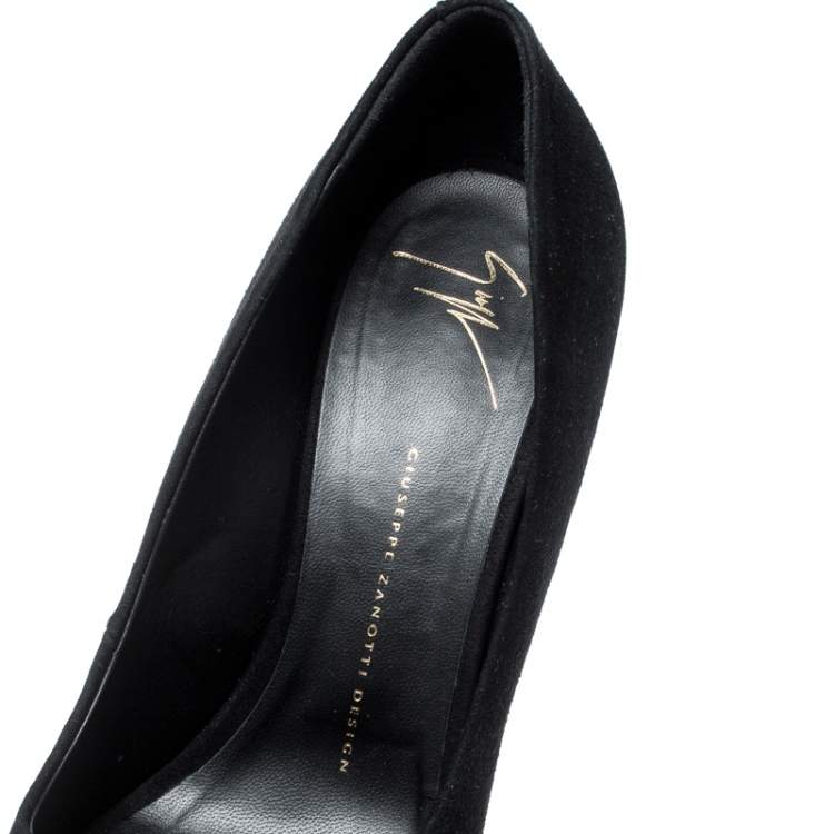 Pre Owned Giuseppe Zanotti Black Suede Peep Toe Platform Pumps Size 40