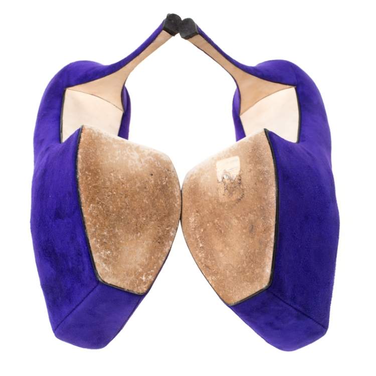 Pre Owned Giuseppe Zanotti Purple Suede Platform Pumps Size 40