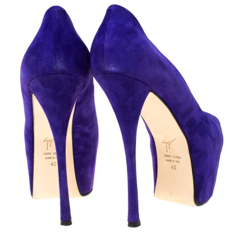 Pre Owned Giuseppe Zanotti Purple Suede Platform Pumps Size 40