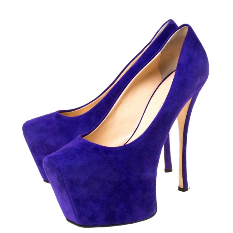 Pre Owned Giuseppe Zanotti Purple Suede Platform Pumps Size 40