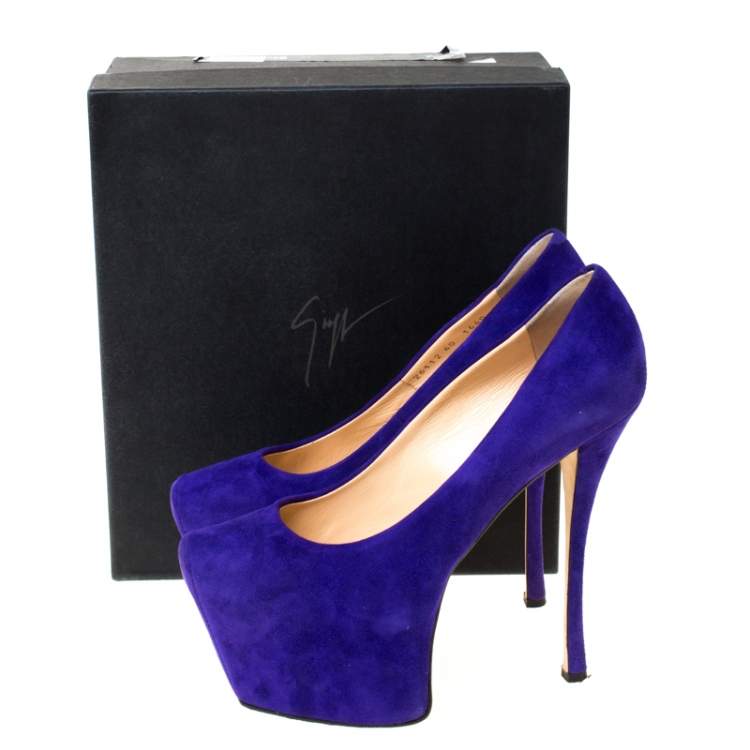Pre Owned Giuseppe Zanotti Purple Suede Platform Pumps Size 40