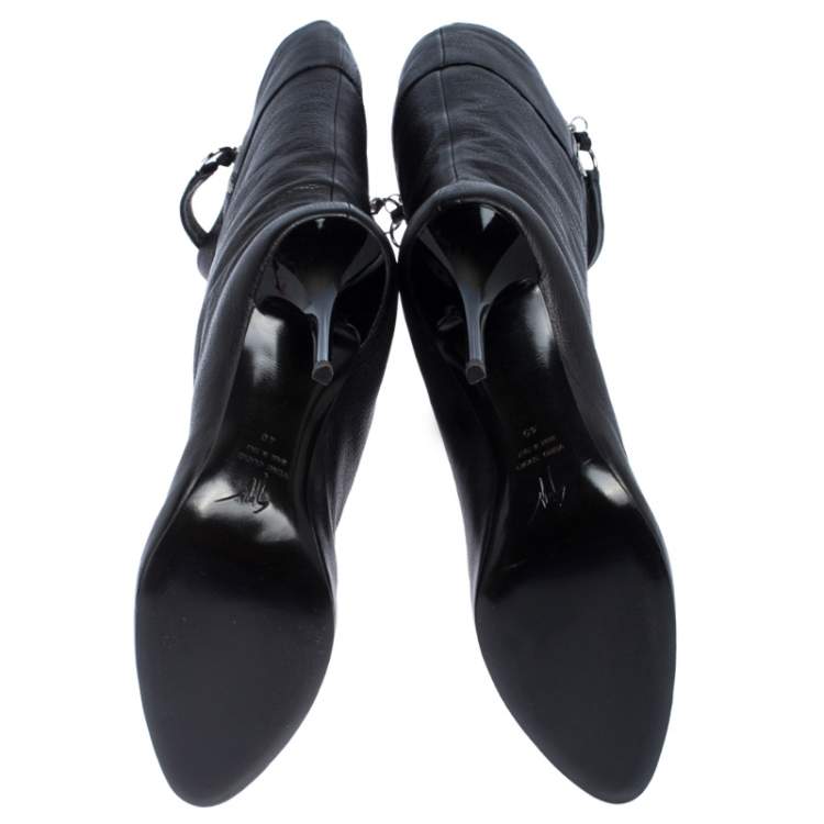 مملوكة مسبقًا Giuseppe Zanotti Black Leather knee Length Boots Size 40