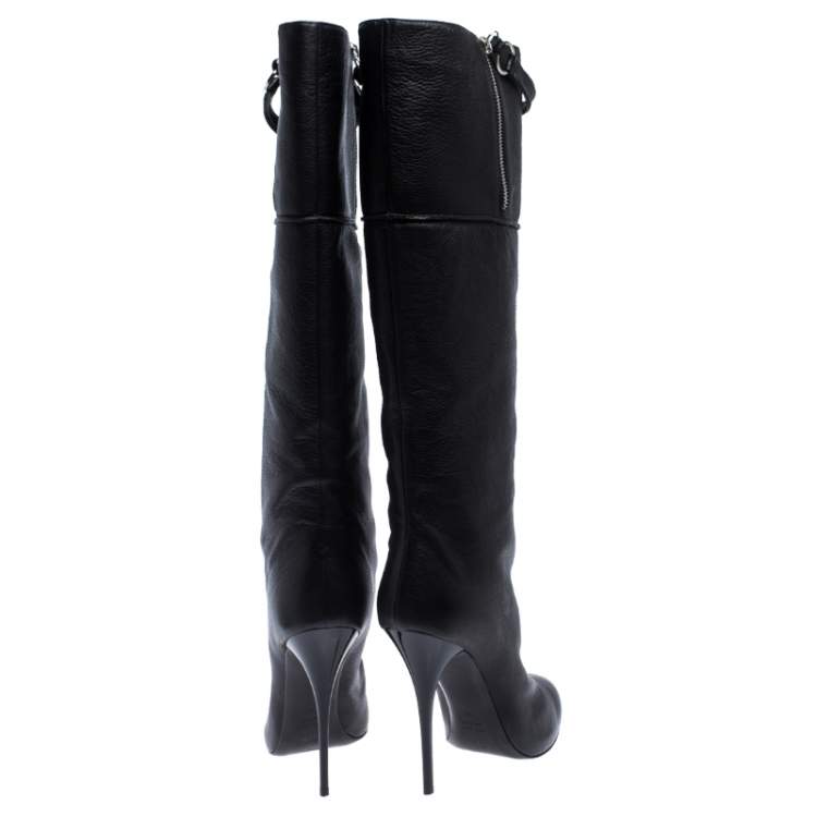 مملوكة مسبقًا Giuseppe Zanotti Black Leather knee Length Boots Size 40