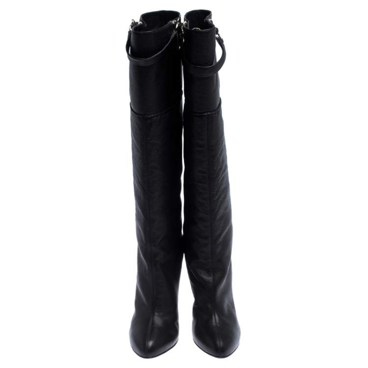 مملوكة مسبقًا Giuseppe Zanotti Black Leather knee Length Boots Size 40