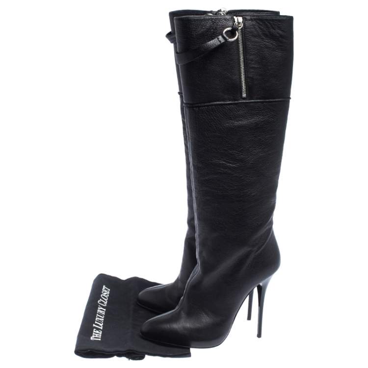 مملوكة مسبقًا Giuseppe Zanotti Black Leather knee Length Boots Size 40