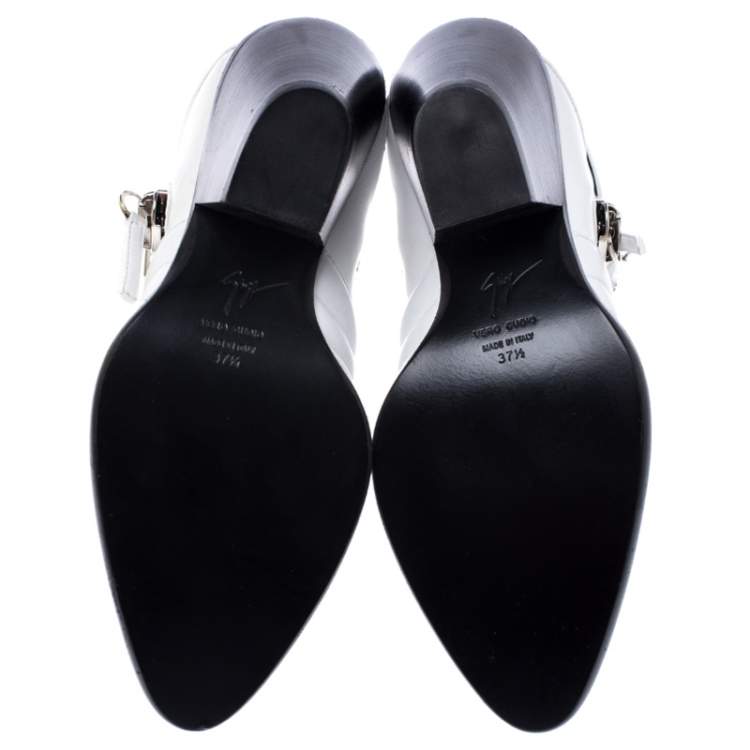 Pre Owned Giuseppe Zanotti White Quilted Leather Olinda Zipper Detail Ankle Boots Size 37.5