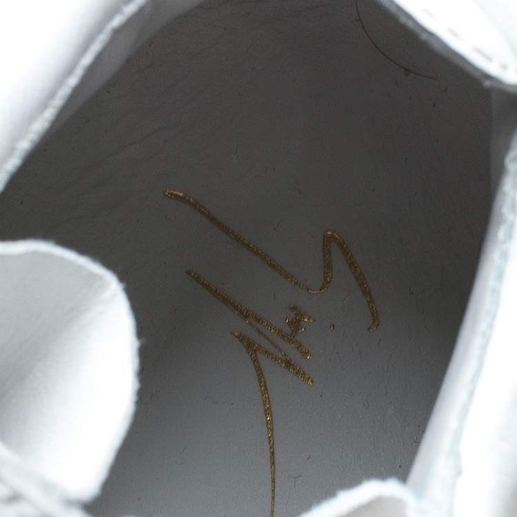 مملوكة مسبقًا Giuseppe Zanotti White Patent Leather London High Top Sneakers Size 39