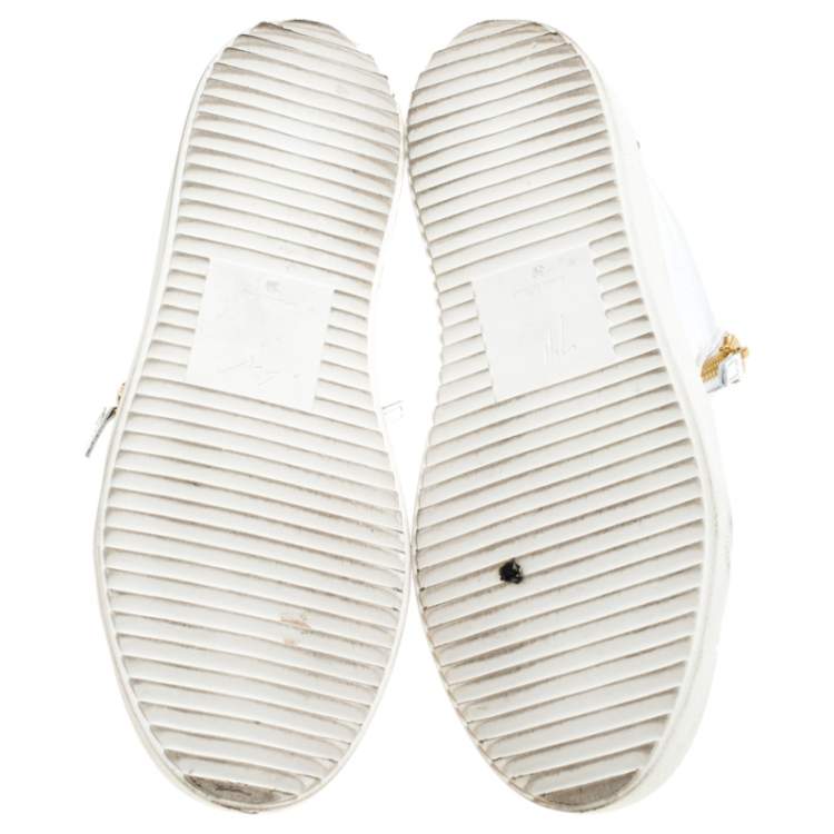 مملوكة مسبقًا Giuseppe Zanotti White Patent Leather London High Top Sneakers Size 39