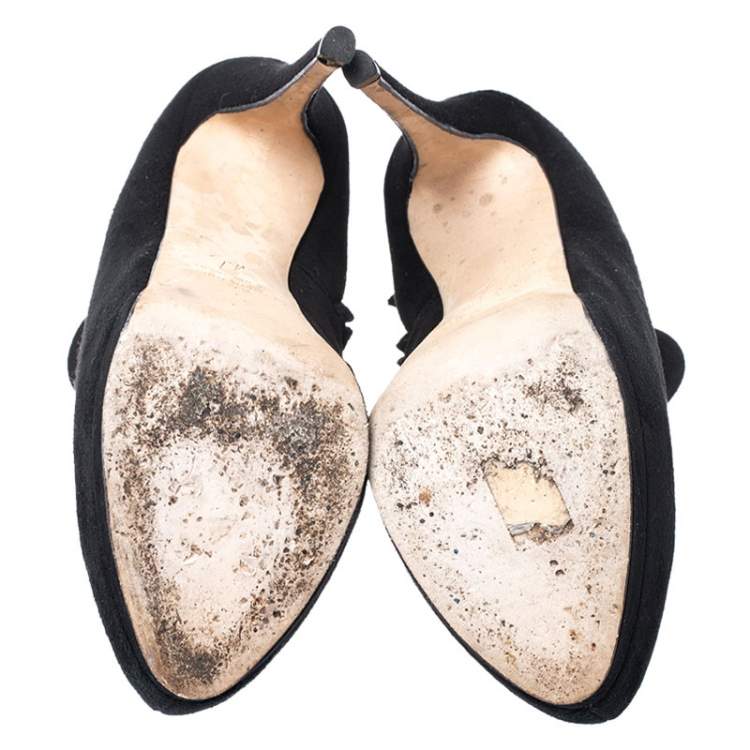 Pre Owned Giuseppe Zanotti Black Suede Platform Ankle Booties Size 37.5