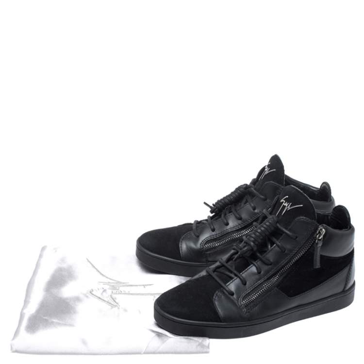 Pre Owned Giuseppe Zanotti Black Suede And Leather High Top Sneakers Size 37