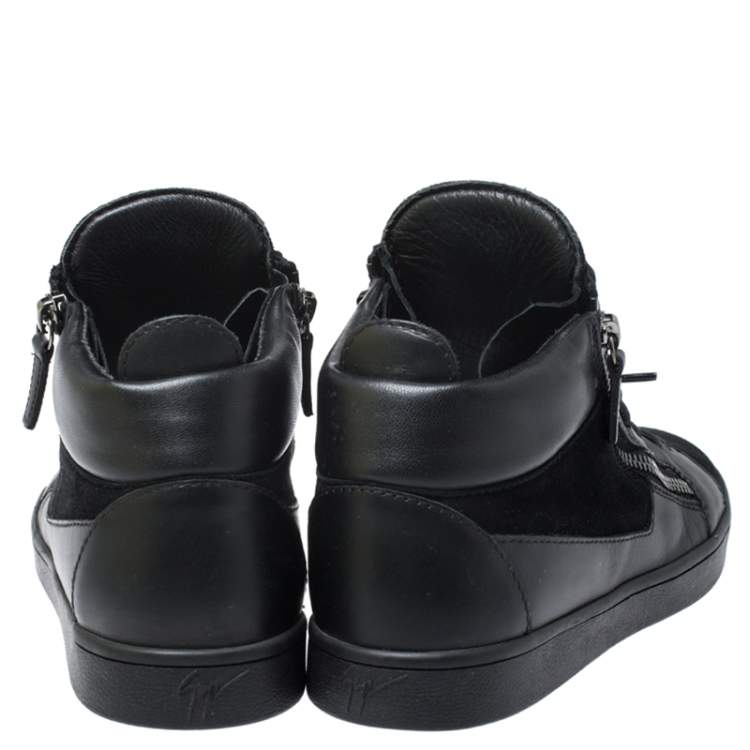 Pre Owned Giuseppe Zanotti Black Suede And Leather High Top Sneakers Size 37