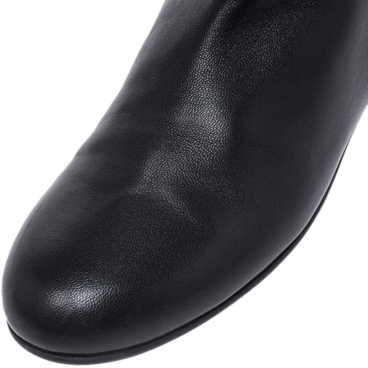 Pre Owned Giuseppe Zanotti Black Leather Knee Length Boots Size 37.5
