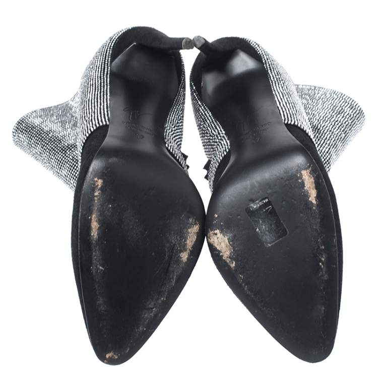 مملوكة مسبقًا Giuseppe Zanotti Black Glitter Suede Ankle Boots Size 37