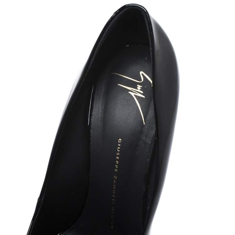 Pre Owned Giuseppe Zanotti Black Patent Leather Super Sharon Peep Toe Pumps Size 40